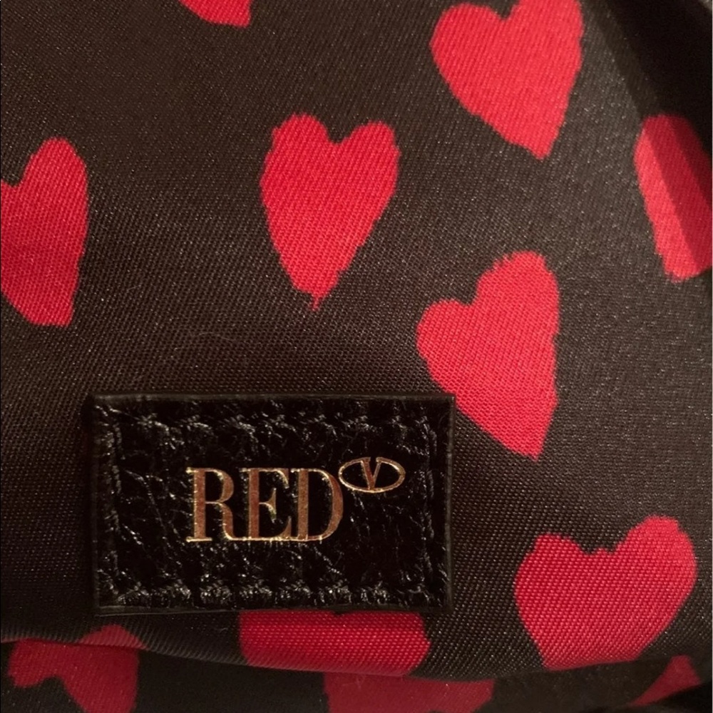 RED Valentino Black Leather Mini Backpack with Red Heart Print - Picture 6 of 14